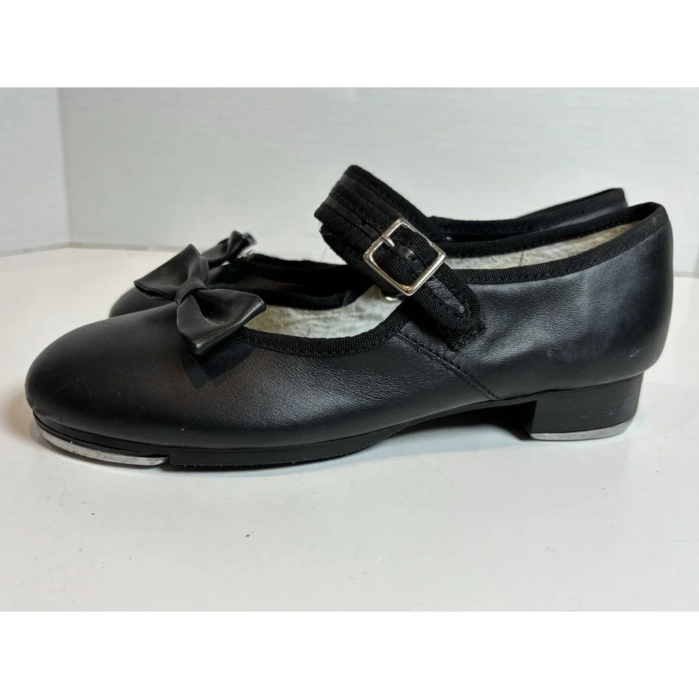 Capezio Girls Mary Jane Tap Shoes Size 2M Black Leather or Patent PVC Dance Shoe
